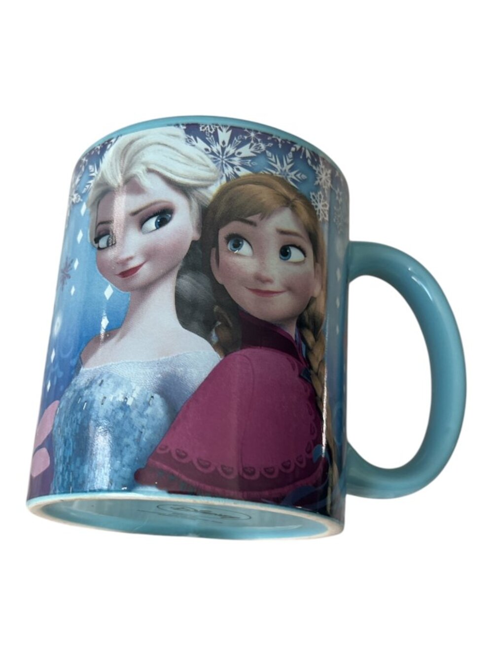DISNEY Frozen 12 oz Ceramic Mug Anna and Elsa Castle Snowflakes Coffee Tea